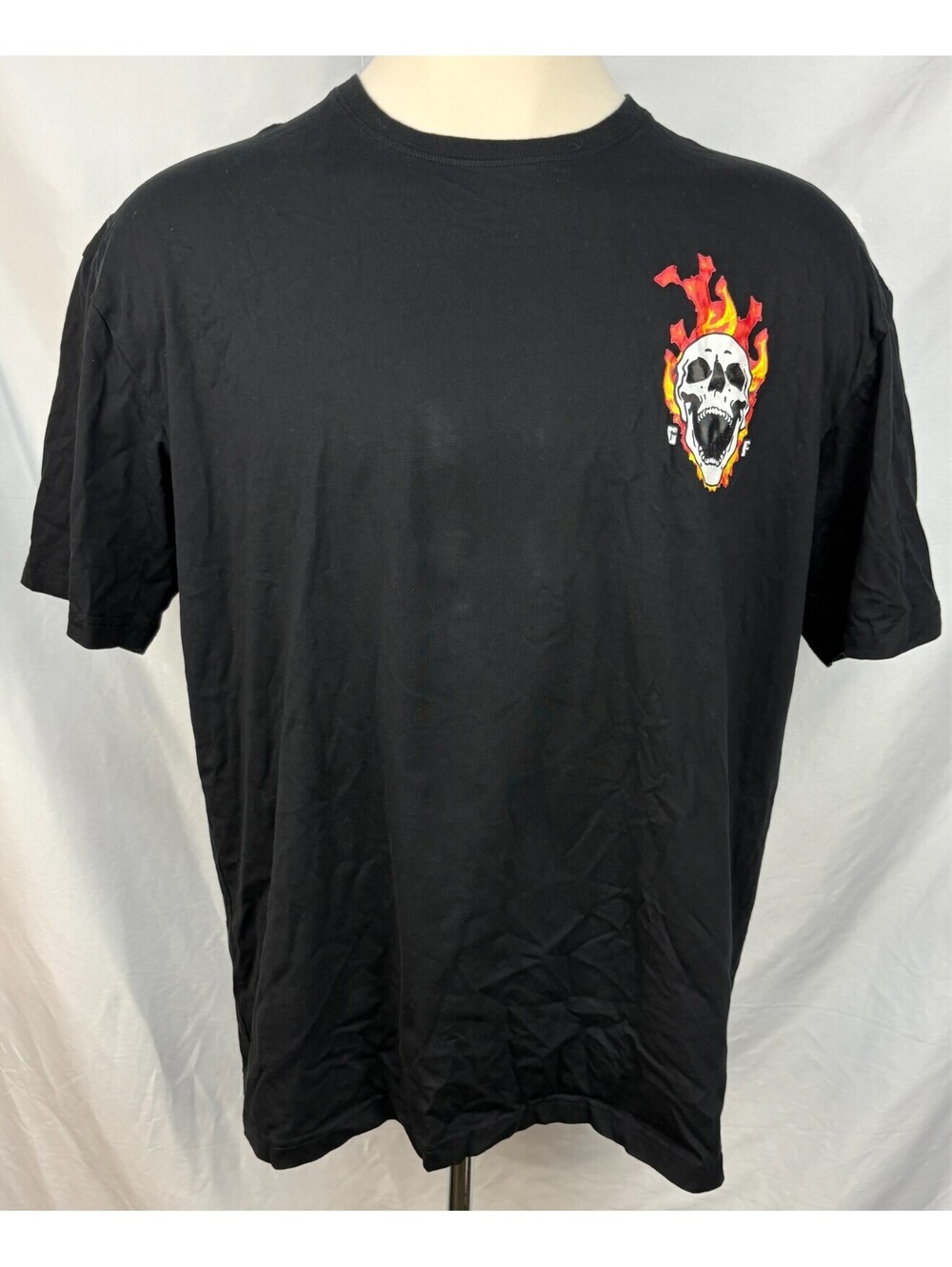 Gifts of Fortune Flaming Skull Black Graphic Men's XXL T-Shirt